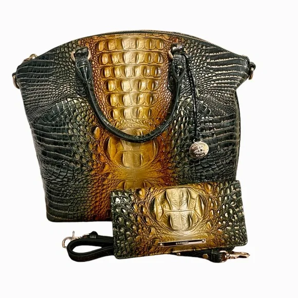 Brahmin Large Duxbury Bayleaf Ombre Satchel Handbag and Ady Wallet - SOLD OUT!!! - Picture 1 of 10